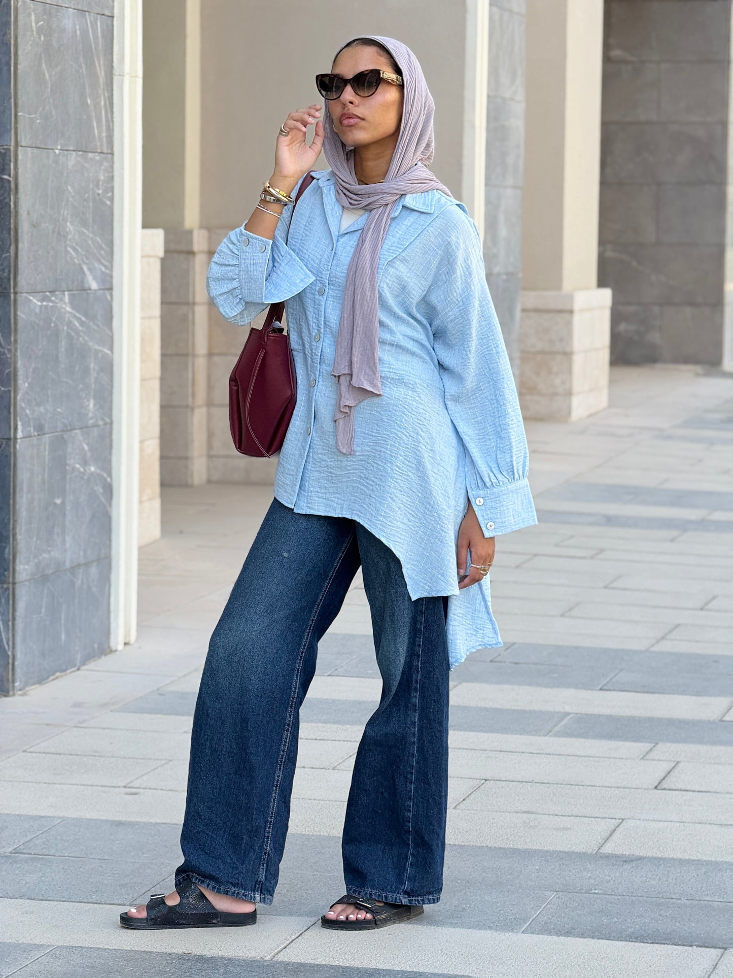 Flair Ease Top In Baby-blue