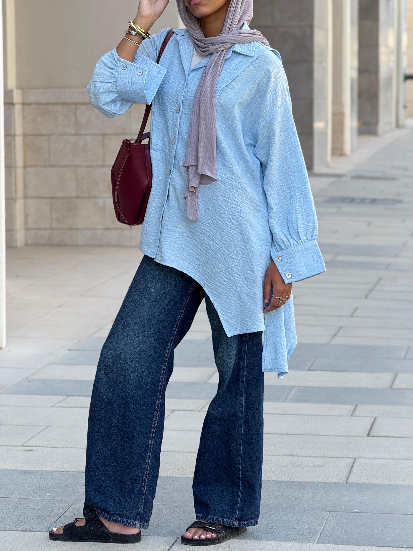 Flair Ease Top In Baby-blue