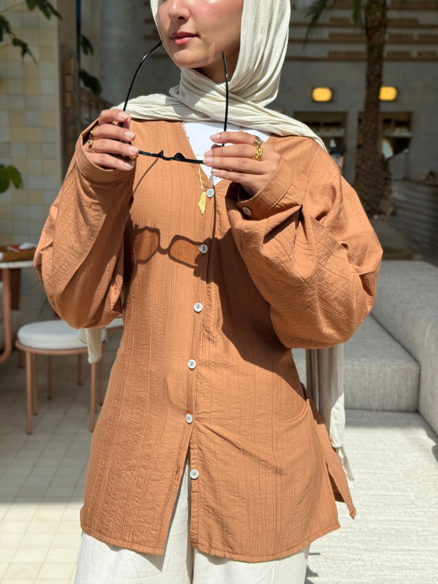 Lumè blouse in terracotta brown