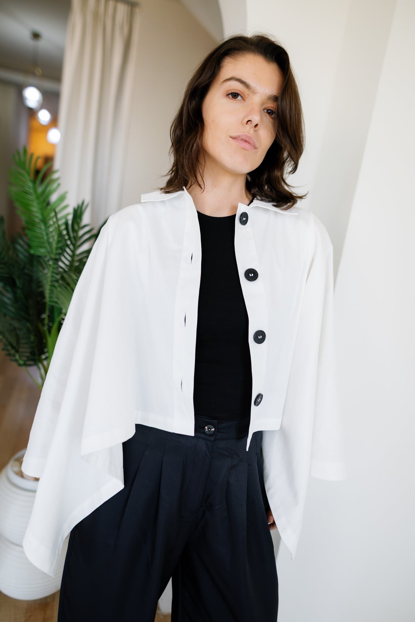 Cape Cropped Trench - Offwhite