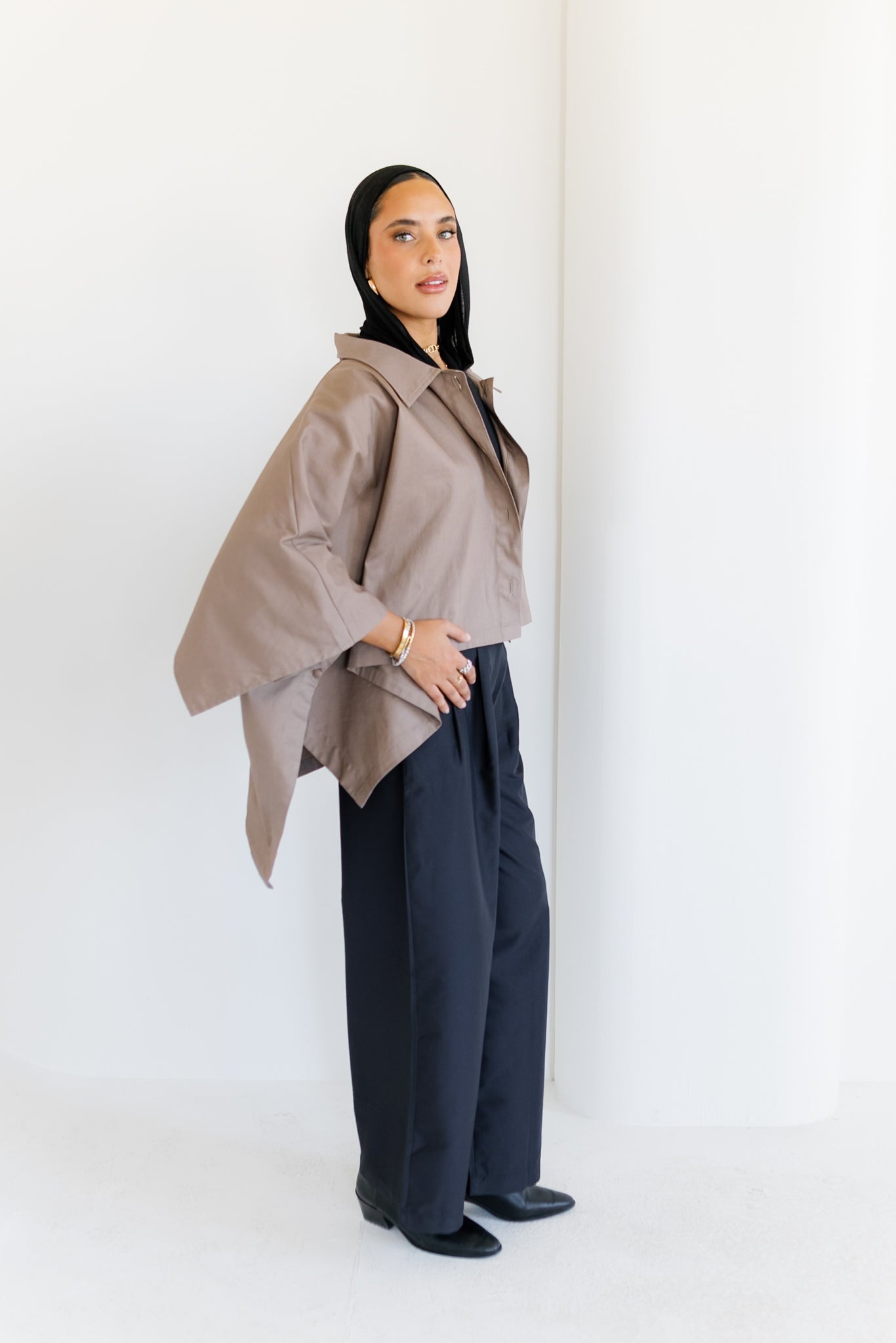 Cape Cropped Trench - Light Brown