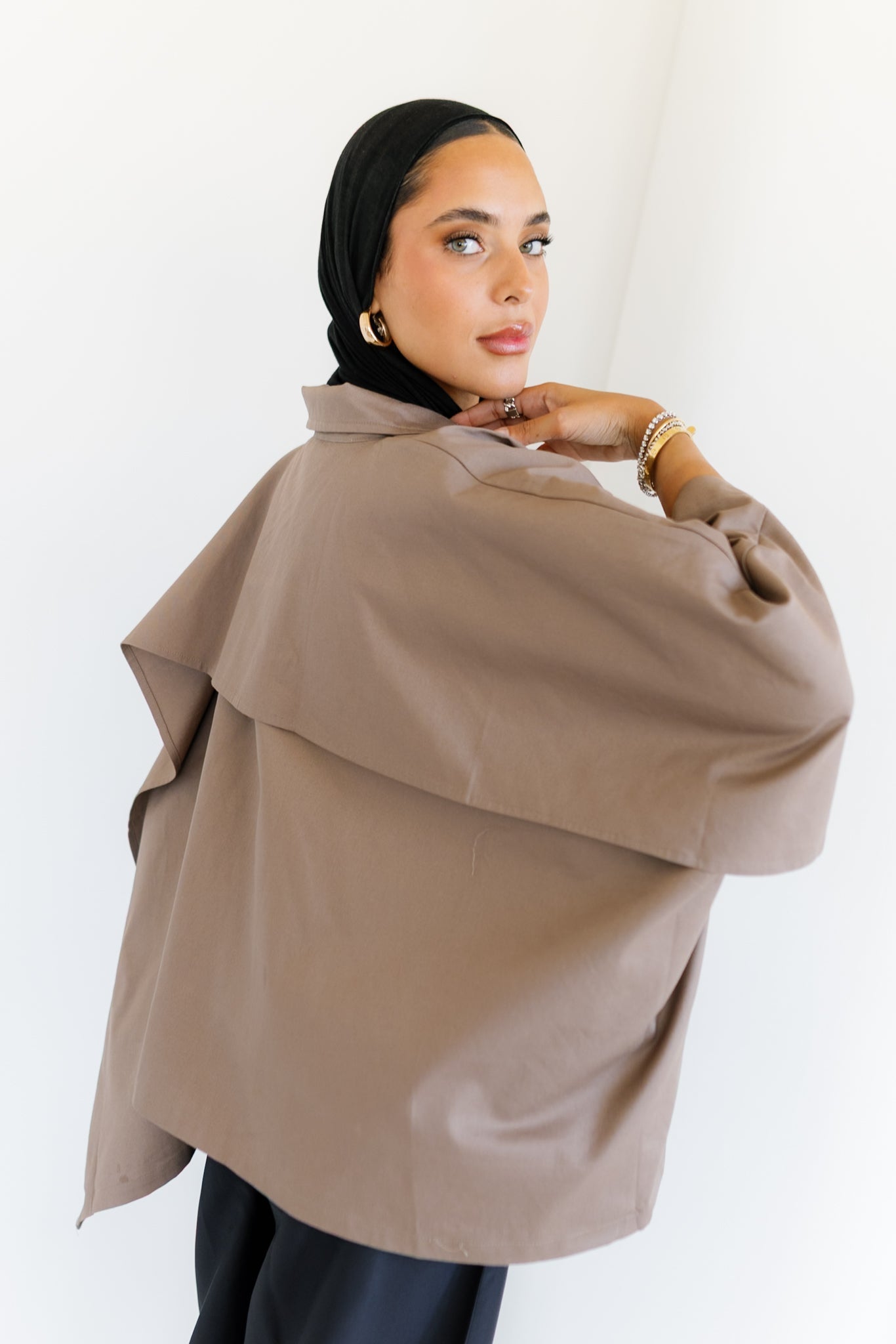 Cape Cropped Trench - Light Brown
