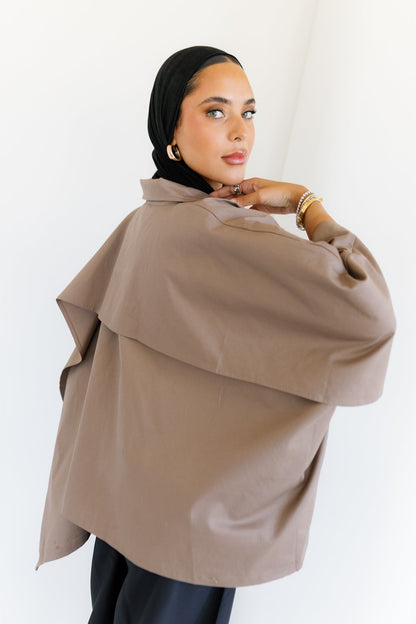 Cape Cropped Trench - Light Brown