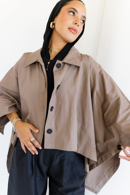Cape Cropped Trench - Light Brown