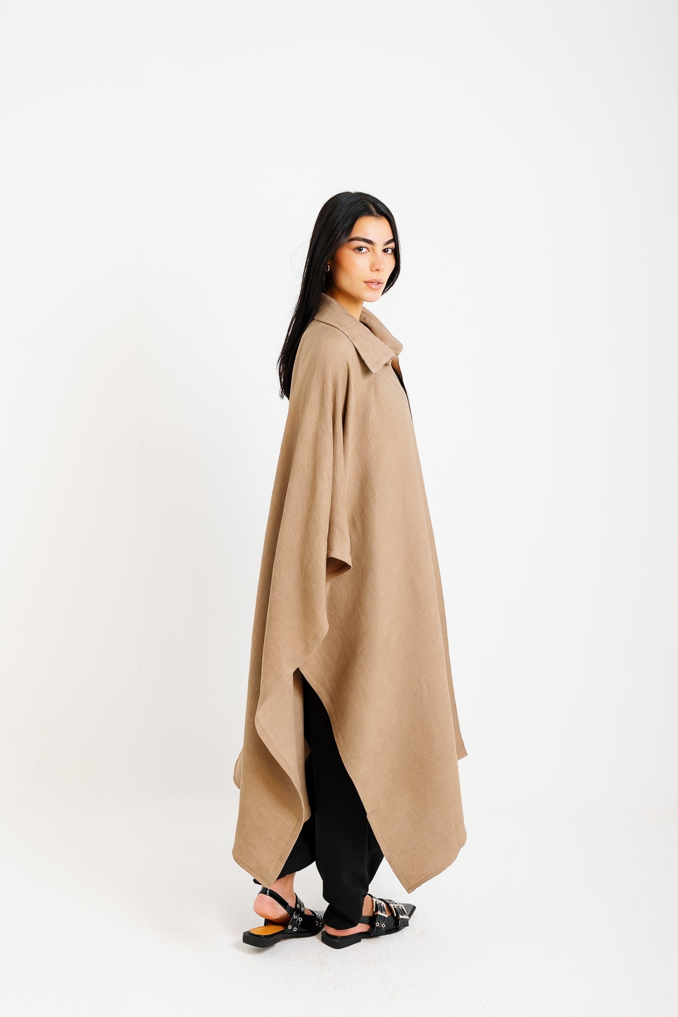 Shimmery Ribbed Kimono - Taupe