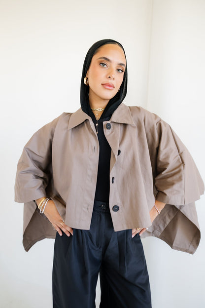 Cape Cropped Trench - Light Brown