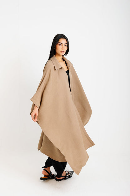 Shimmery Ribbed Kimono - Taupe
