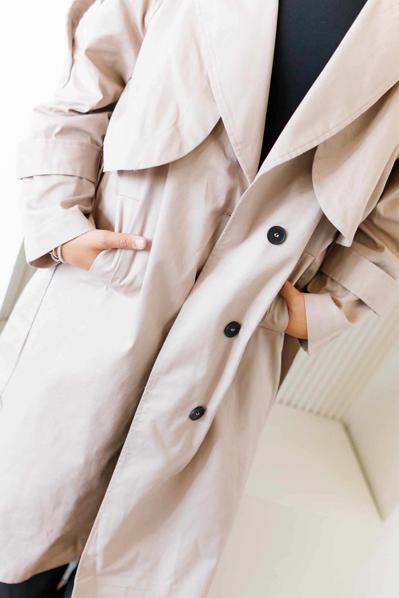 Longline Trench Coat - Nude Beige