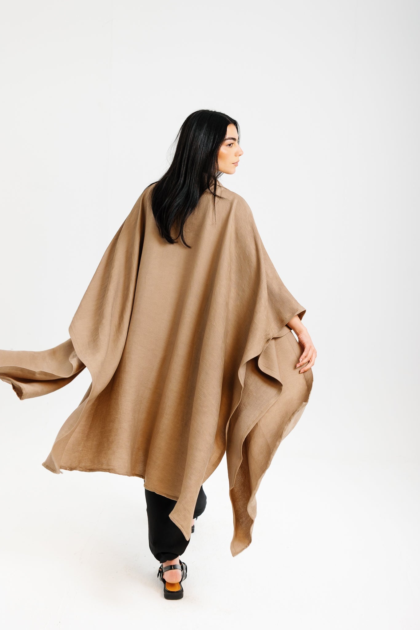 Shimmery Ribbed Kimono - Taupe