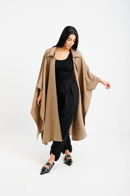 Shimmery Ribbed Kimono - Taupe