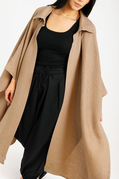 Shimmery Ribbed Kimono - Taupe