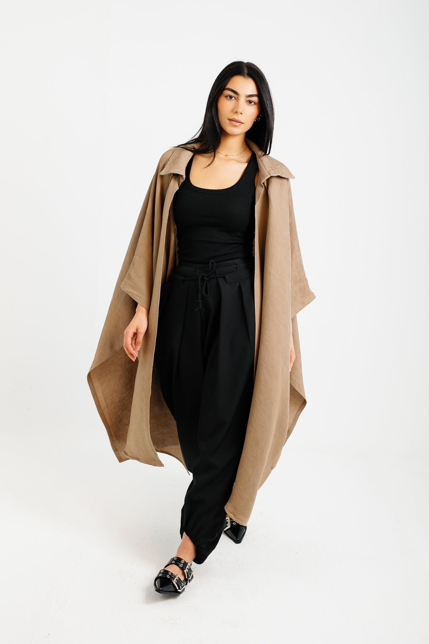 Shimmery Ribbed Kimono - Taupe