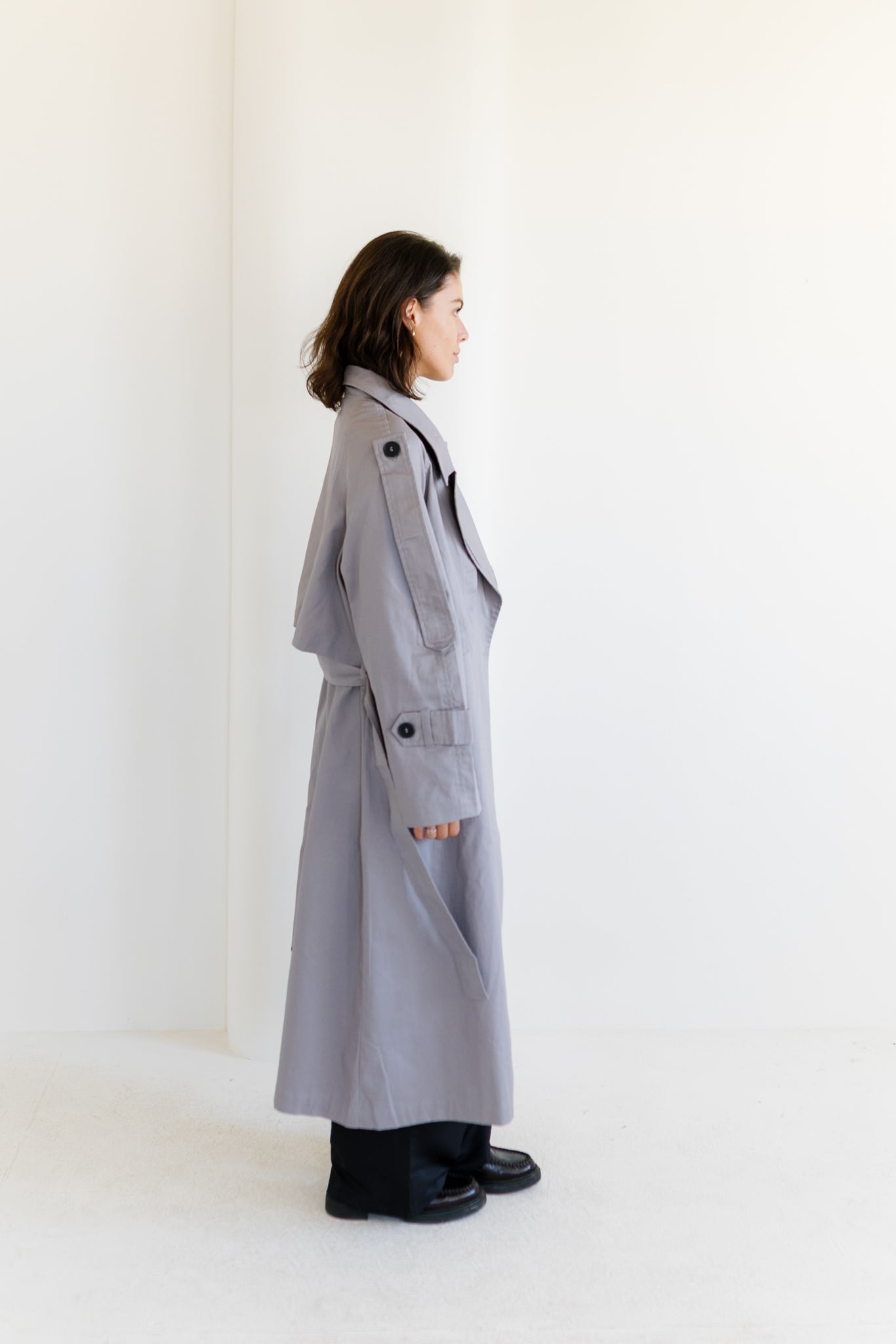 Longline Trench Coat - Grey