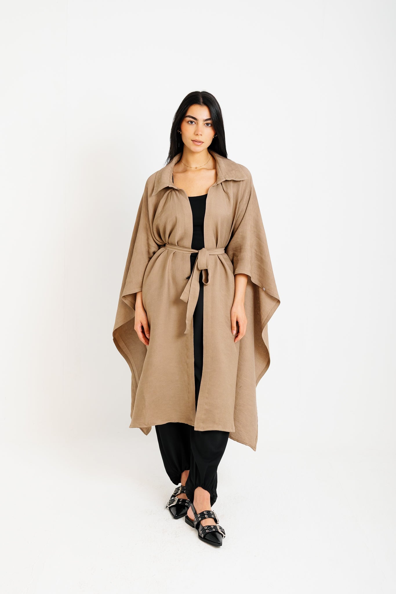 Shimmery Ribbed Kimono - Taupe