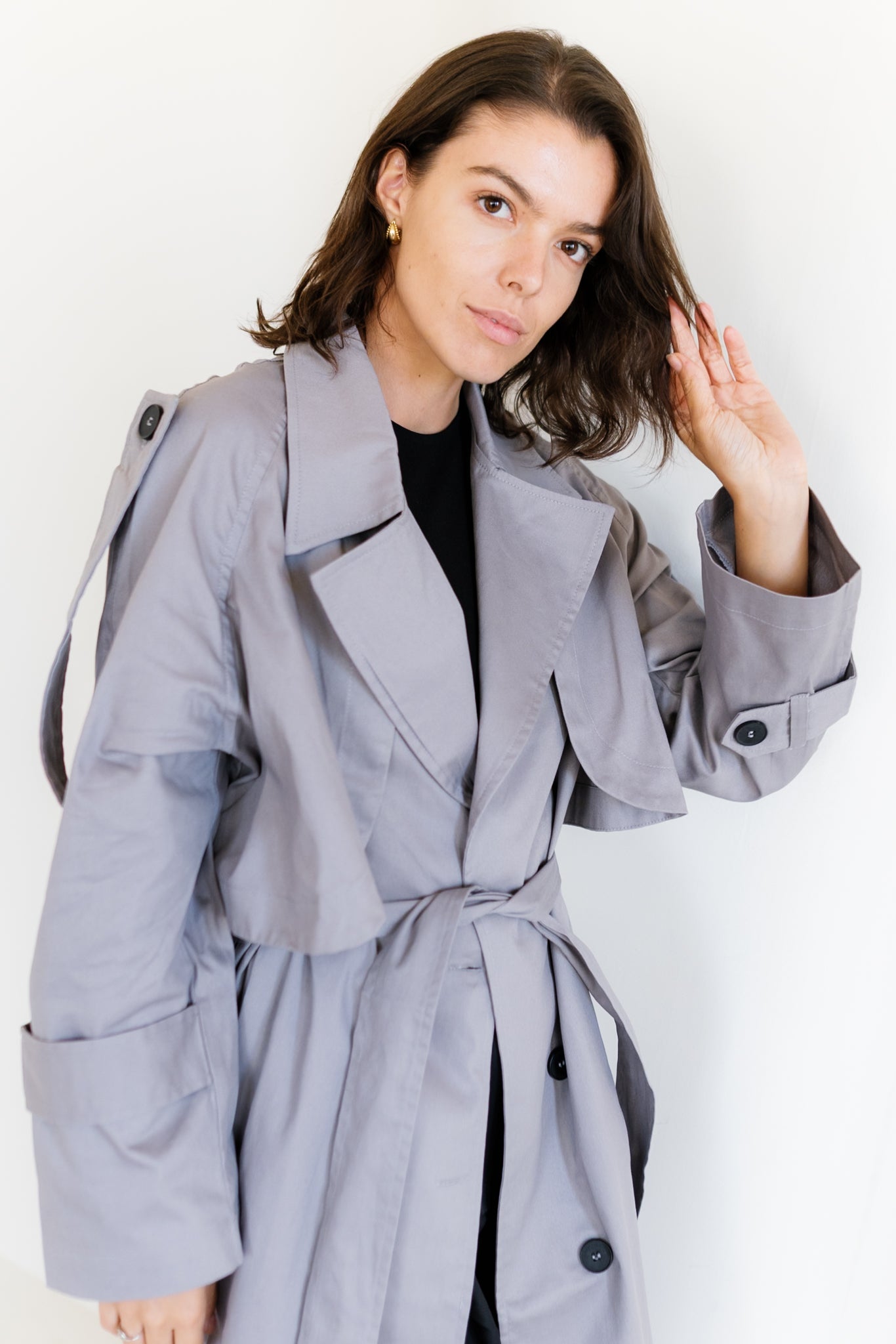 Longline Trench Coat - Grey