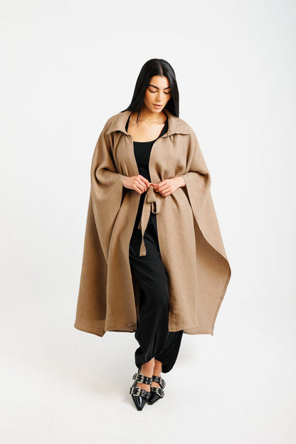 Shimmery Ribbed Kimono - Taupe