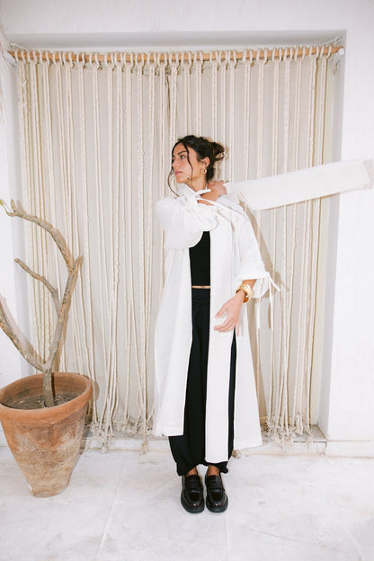 The Round Up Scarfed Kaftan - Offwhite
