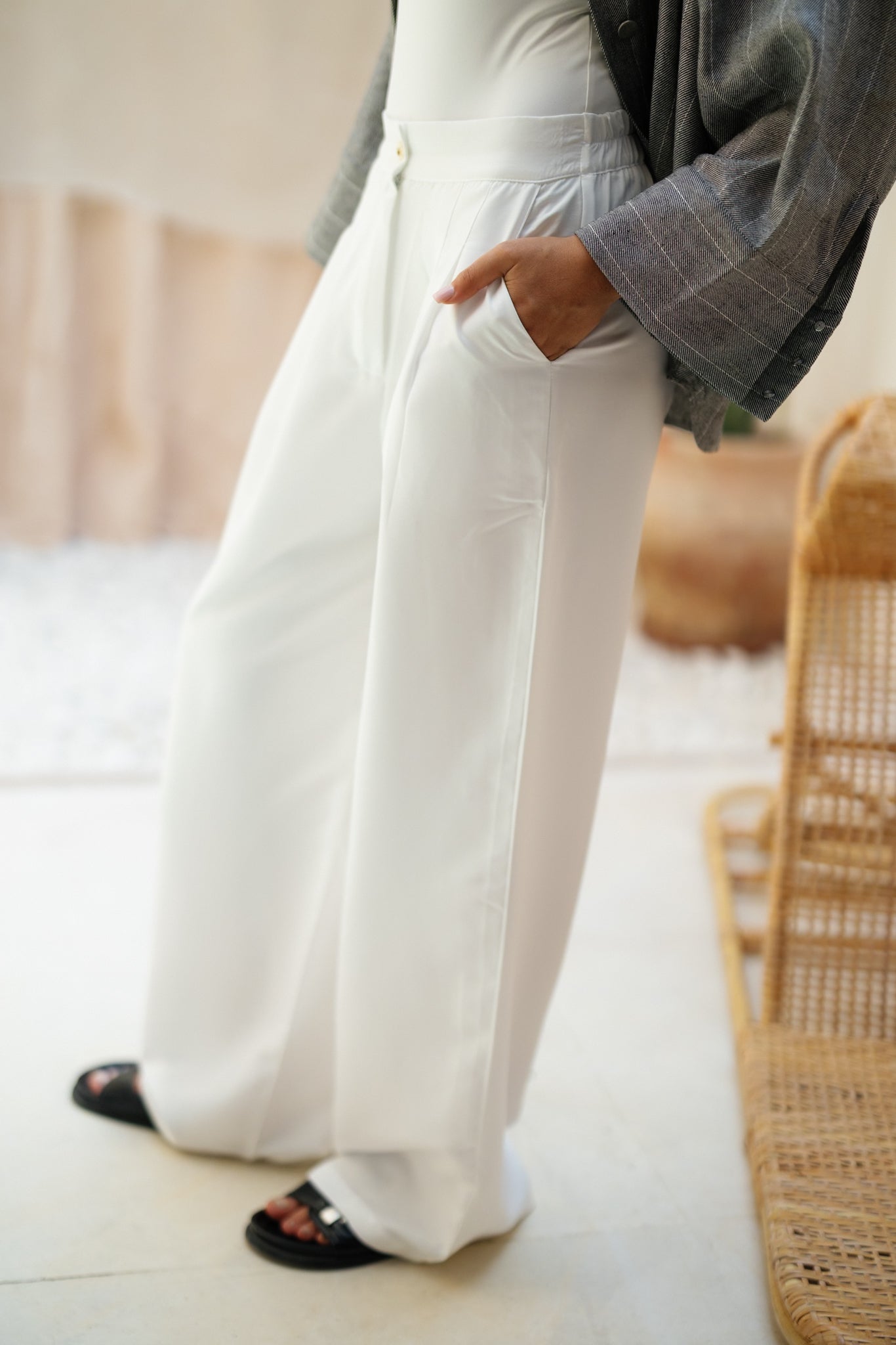 Darted Pants - White