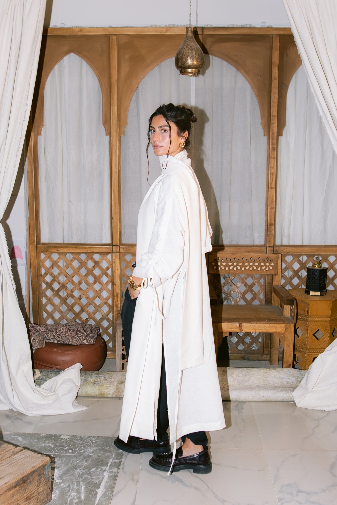 The Round Up Scarfed Kaftan - Offwhite