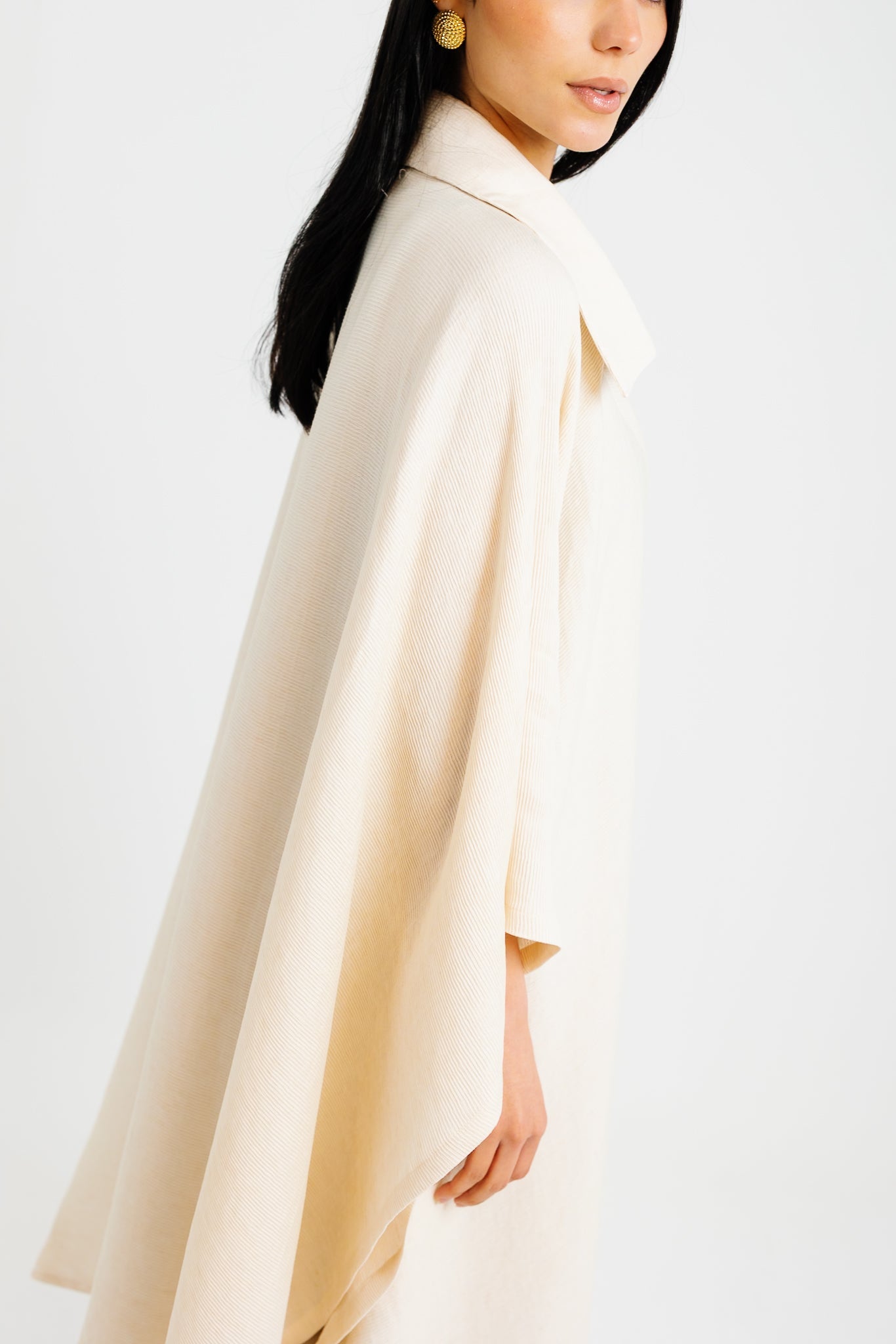 Shimmery Ribbed Kimono - Creme