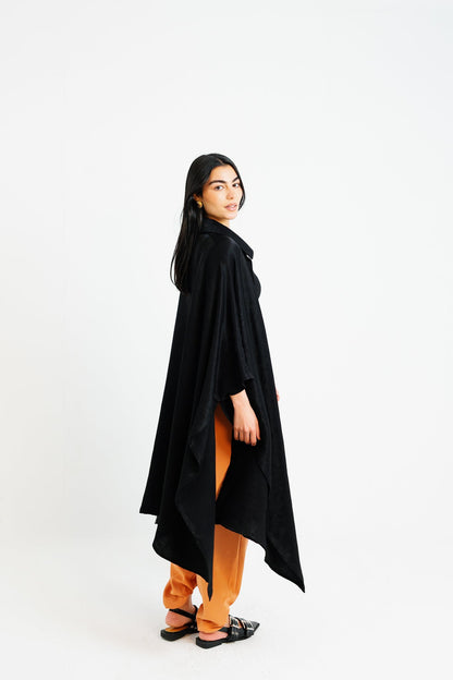 Shimmery Ribbed Kimono - Black