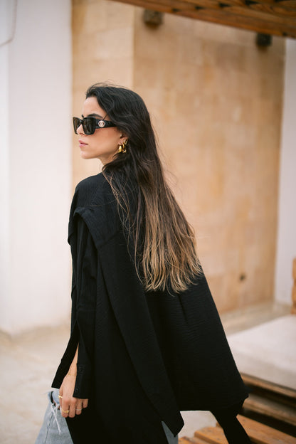 Layered Textured Shirt - Black