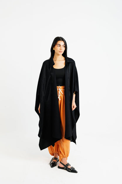 Shimmery Ribbed Kimono - Black