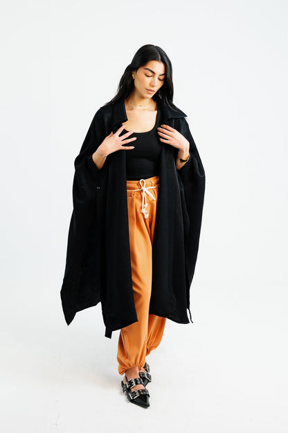 Shimmery Ribbed Kimono - Black