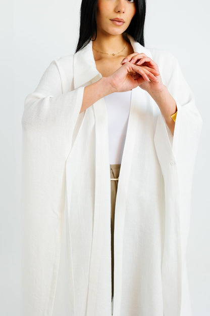 Shimmery Ribbed Kimono - White