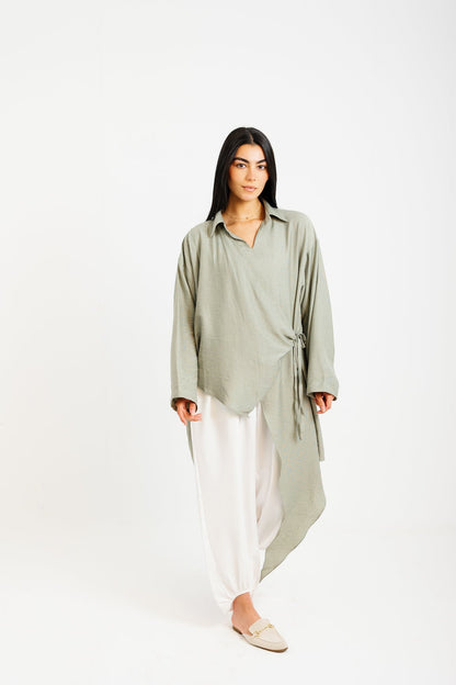 Tied Up Asymmetrical Top - Mint