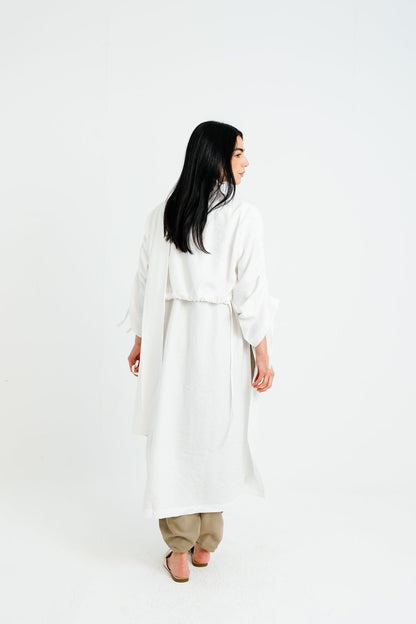 The Round Up Scarfed Kaftan - White