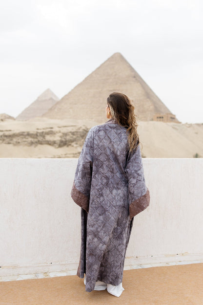 Thuraya Kaftan - Washed GreyXCamel