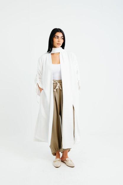 The Round Up Scarfed Kaftan - White