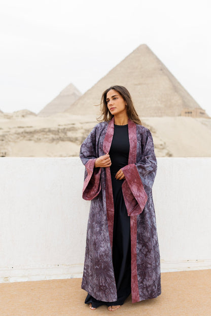 Thuraya Kaftan - Washed DarkNavyXMaroon