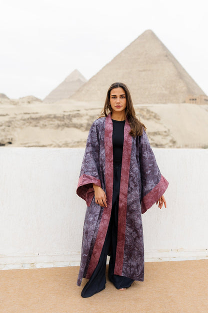 Thuraya Kaftan - Washed DarkNavyXMaroon
