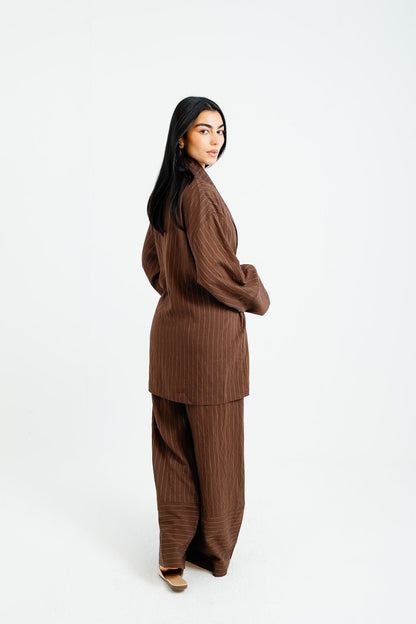 The Pinstripe Wrapped Set - Brown