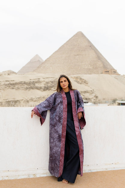 Thuraya Kaftan - Washed DarkNavyXMaroon