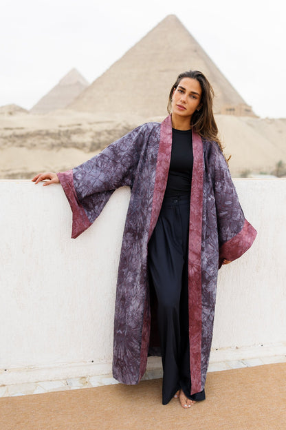 Thuraya Kaftan - Washed DarkNavyXMaroon