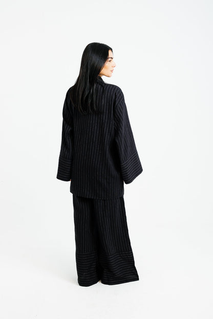 The Pinstripe Wrapped Set - Black