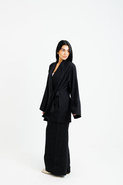 The Pinstripe Wrapped Set - Black