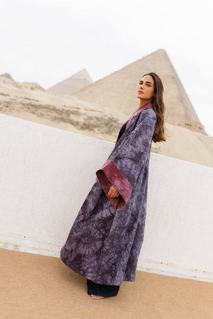 Thuraya Kaftan - Washed DarkNavyXMaroon