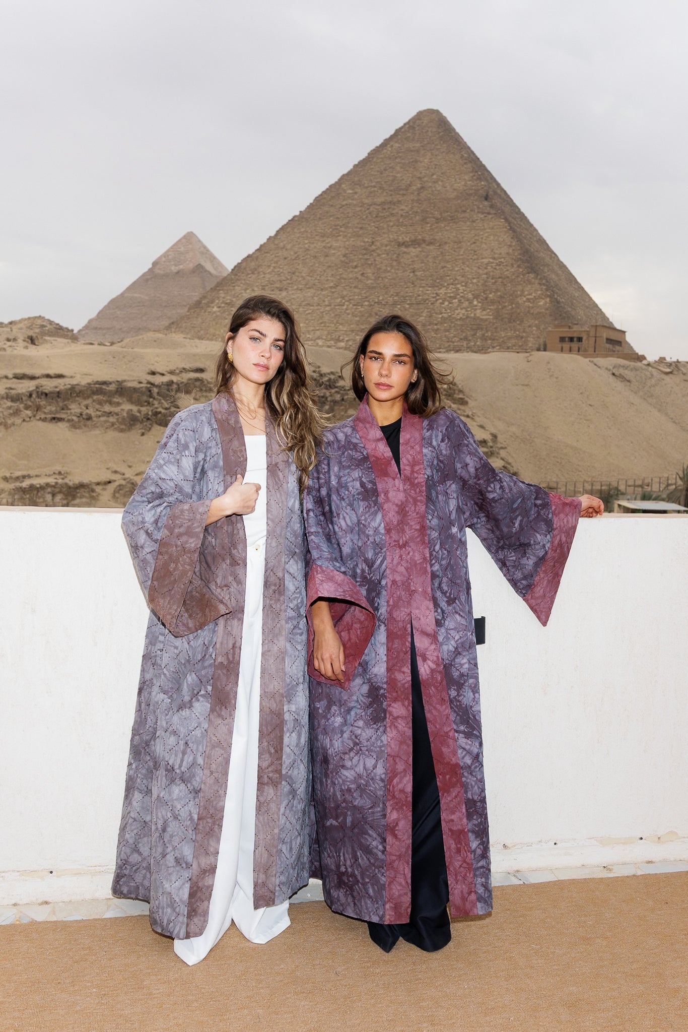Thuraya Kaftan - Washed GreyXCamel