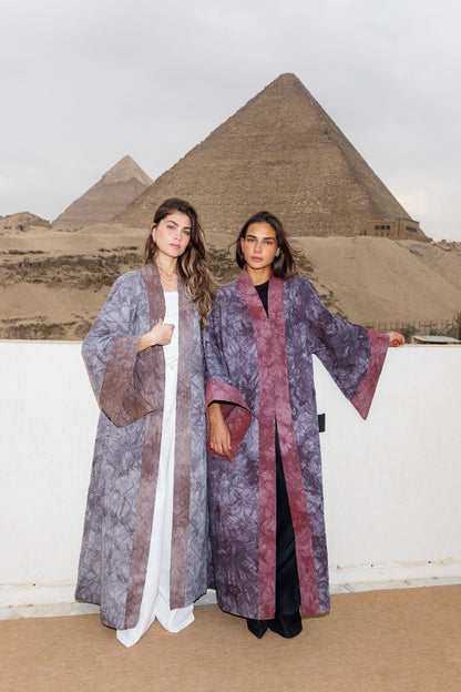 Thuraya Kaftan - Washed GreyXCamel