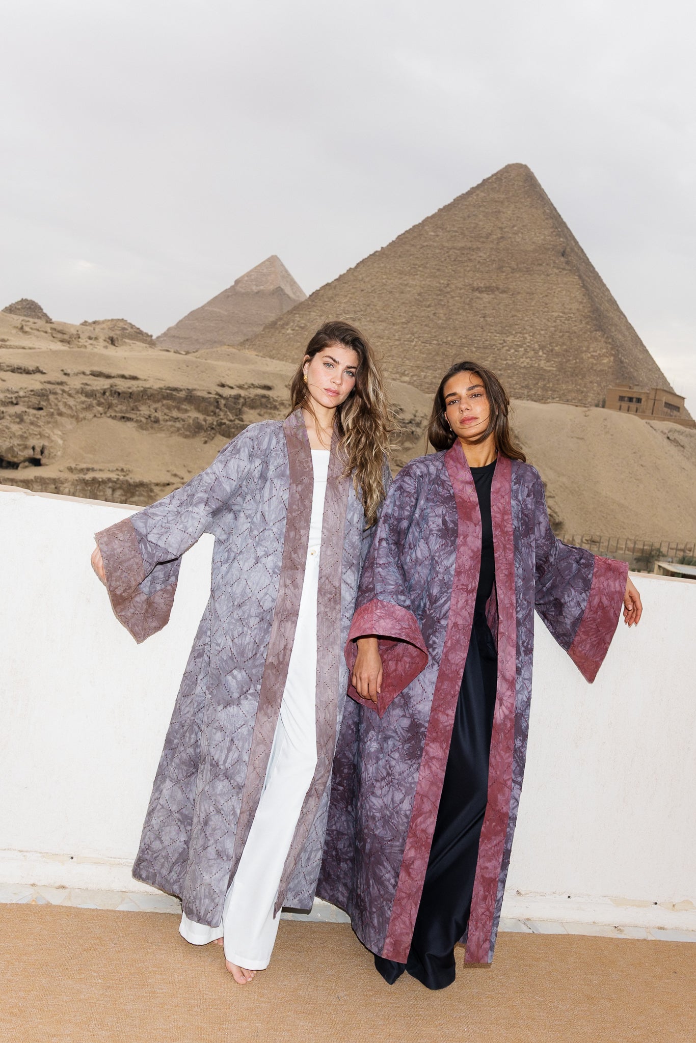 Thuraya Kaftan - Washed GreyXCamel