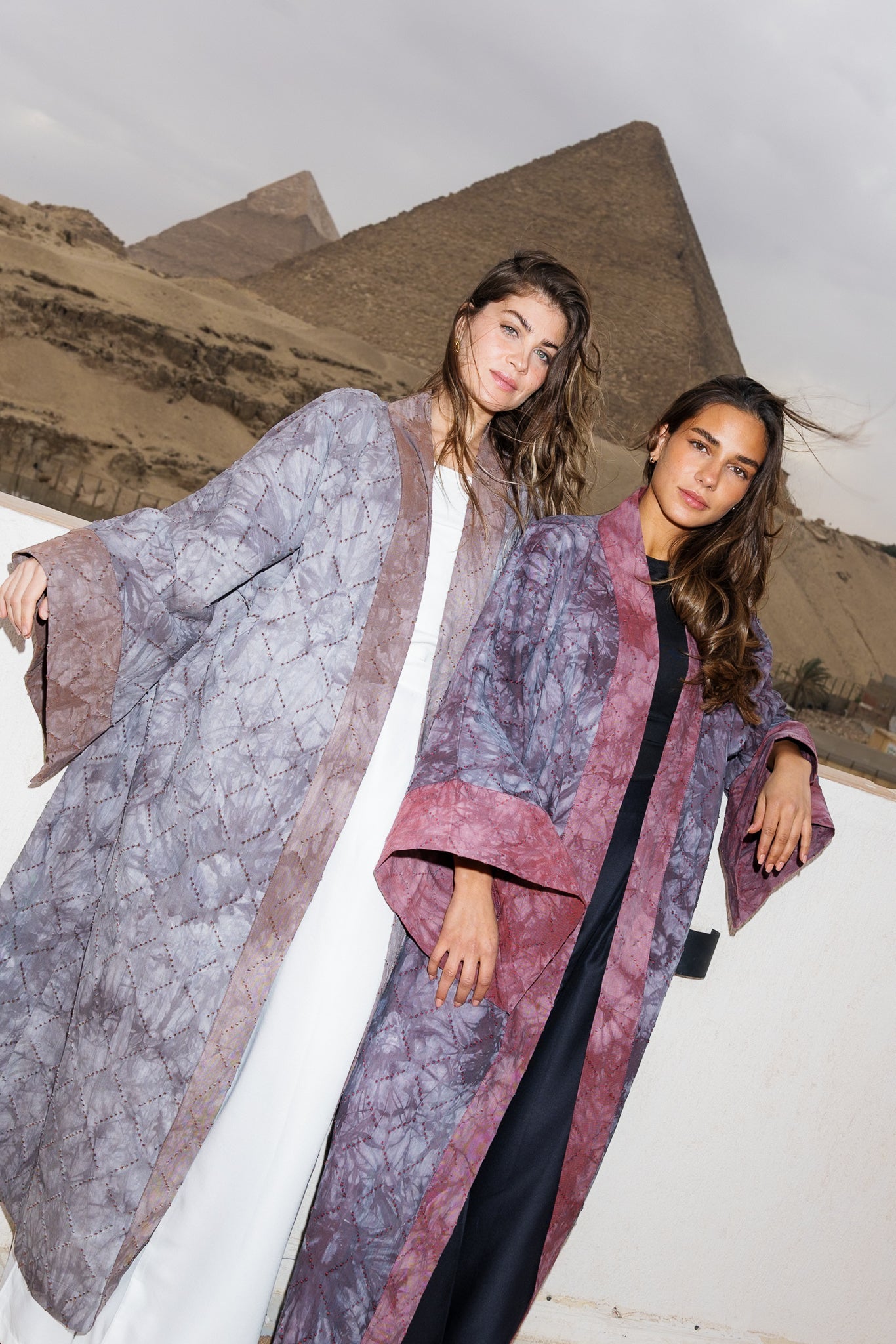 Thuraya Kaftan - Washed GreyXCamel