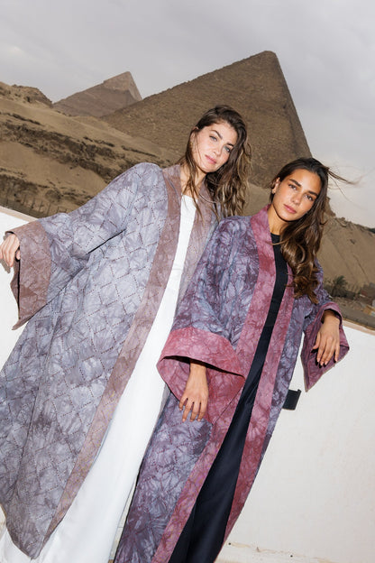 Thuraya Kaftan - Washed GreyXCamel