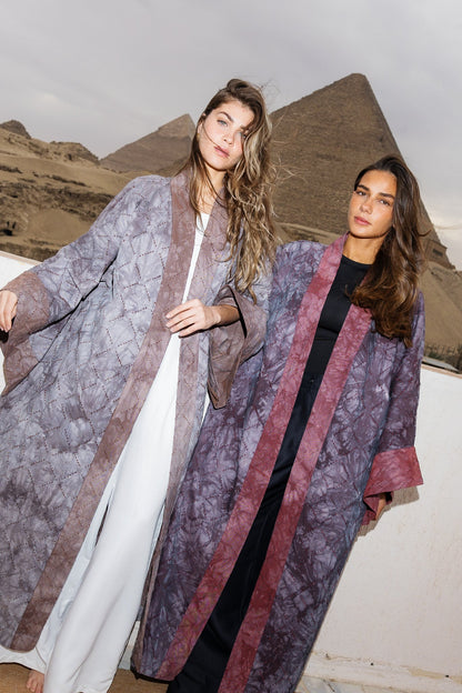 Thuraya Kaftan - Washed DarkNavyXMaroon