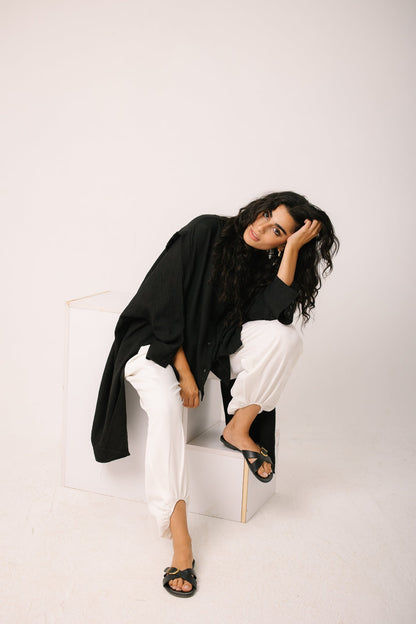 Layered Textured Shirt - Black