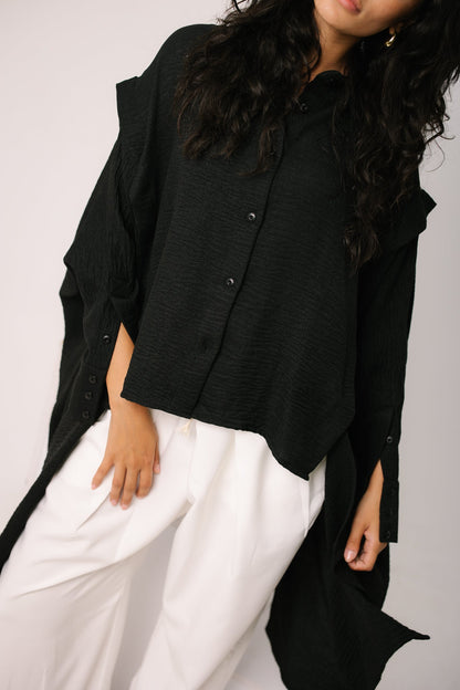 Layered Textured Shirt - Black