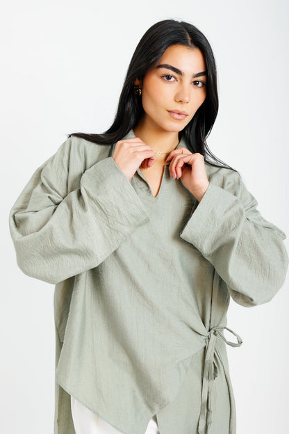 Tied Up Asymmetrical Top - Mint